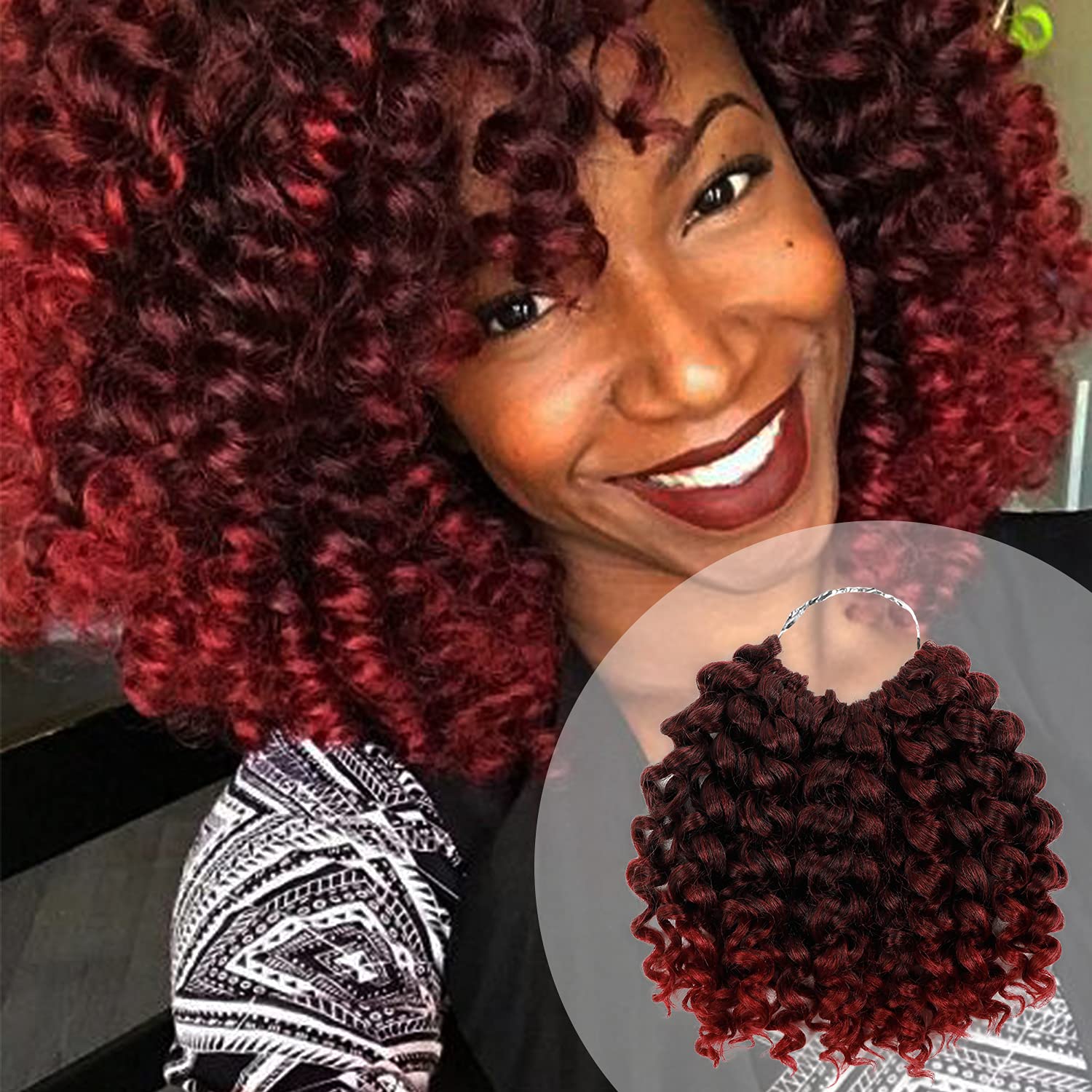 6 Bundle (3 Pack) 8 Inch AU-THEN-TIC 2X Spiral Wand Curl Crochet Braids Jamaican Bounce Curly for Black Women Syntheric Hair Extensions FreeKalon
