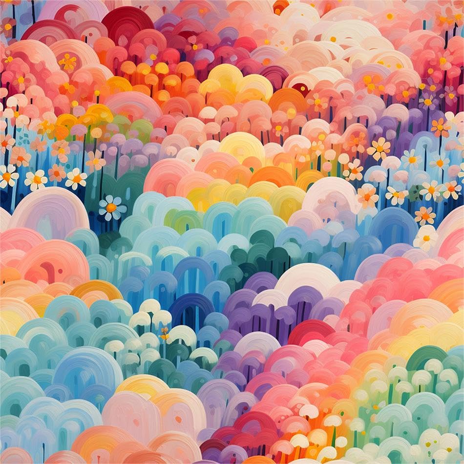 MuralPeel Colorful Fairy Rainbow Forest Cloud Dreamy Peel and Stick Wallpaper Self Adhesive Removable Easy Peel Off Stick on Wall Paper for Bedroom Cabinet Renter