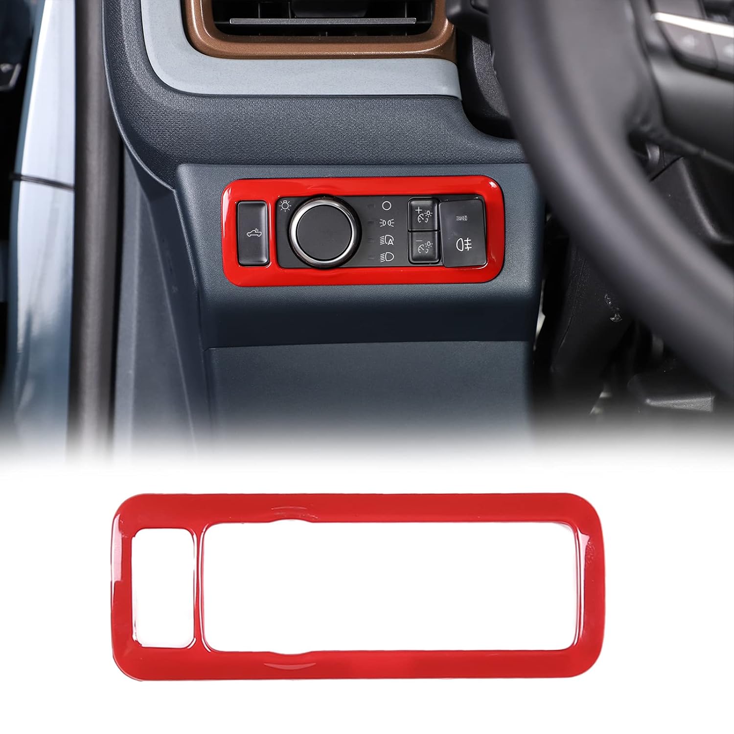 Aunginsy Car Headlight Lamp Switch Button Panel Frame Trim Compatible with Ford Maverick 2022+/Bronco Sport 2021+/Mustang Mach-E 2021-2024/Mustang 2024 2025 Decorative Protection Cover ABS Accessories