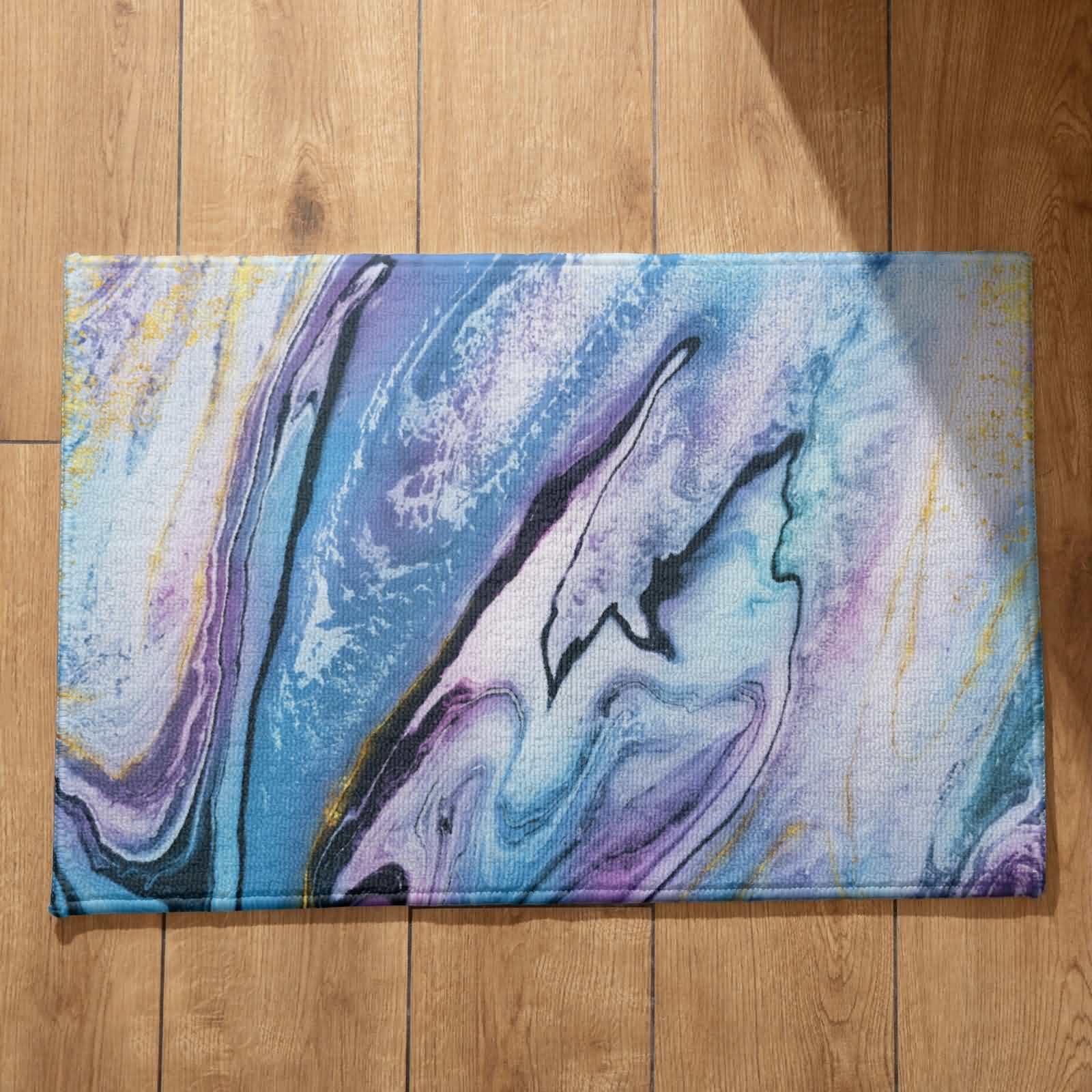 Tapis d'entrée intérieur et extérieur marbré CEVAN - Essuie-pieds absorbant 50x80 cm