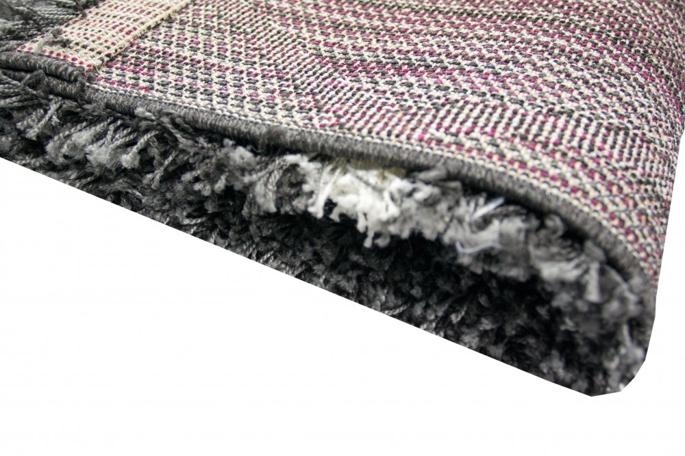 Shaggy Tappeto a Pelo Lungo Motivo a rombidi Colore Crema Grigio Größe 200 x 290 cm
