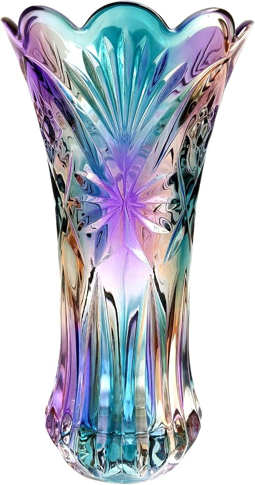 Amazon.co.jp: クリスタルガラス カラフルな花瓶 ガラスフラワー花瓶