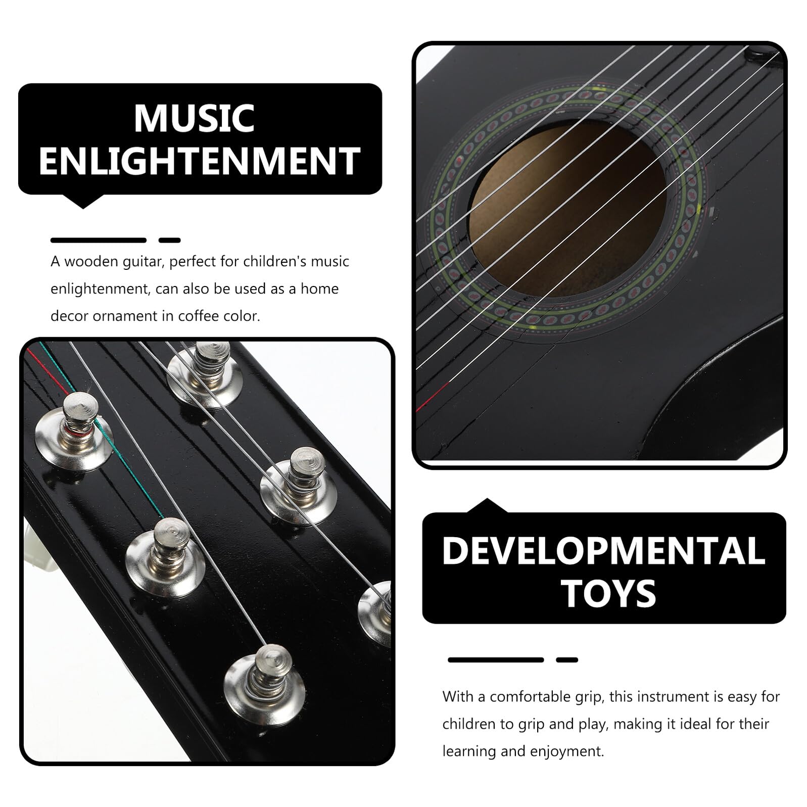 BESPORTBLE Chitarra Giocattolo in Legno Strumento Musicale Simulato per Ragazzo Ragazza Chitarra Acustica Giocattolo Educativo Strumento Musicale