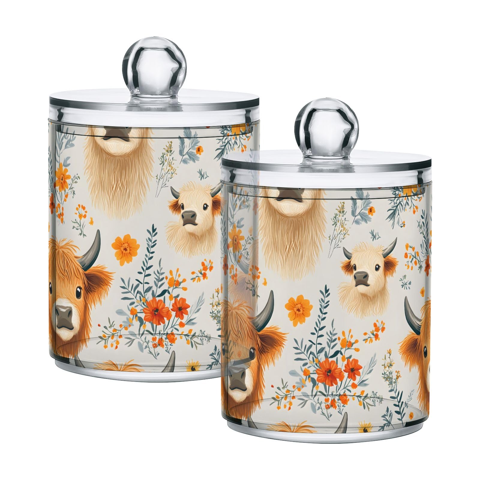 Qtip Holder with Lid Set 10oz Clear Glass Canister Apothecary Jars Bathroom Organizers Storage Accessories Vanity Containers Yak