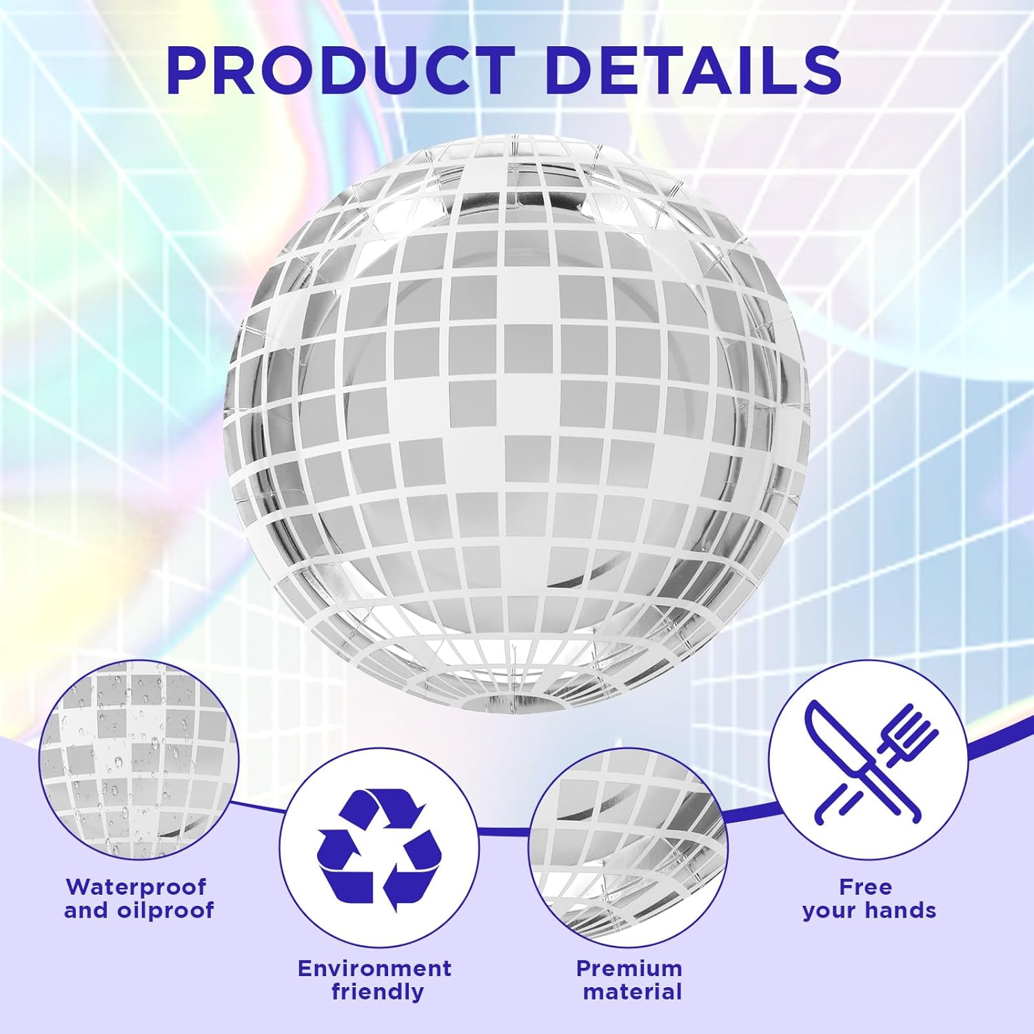 Tobeelec 100 Pcs 9 Inch Disco Plates Silver Paper Plates 70s Party Decorations Disposable Disco Dessert Dinner dish Dancing Queen Cowgirl Party Decorations for New Year's Eve Supplies 2025 - Image 3