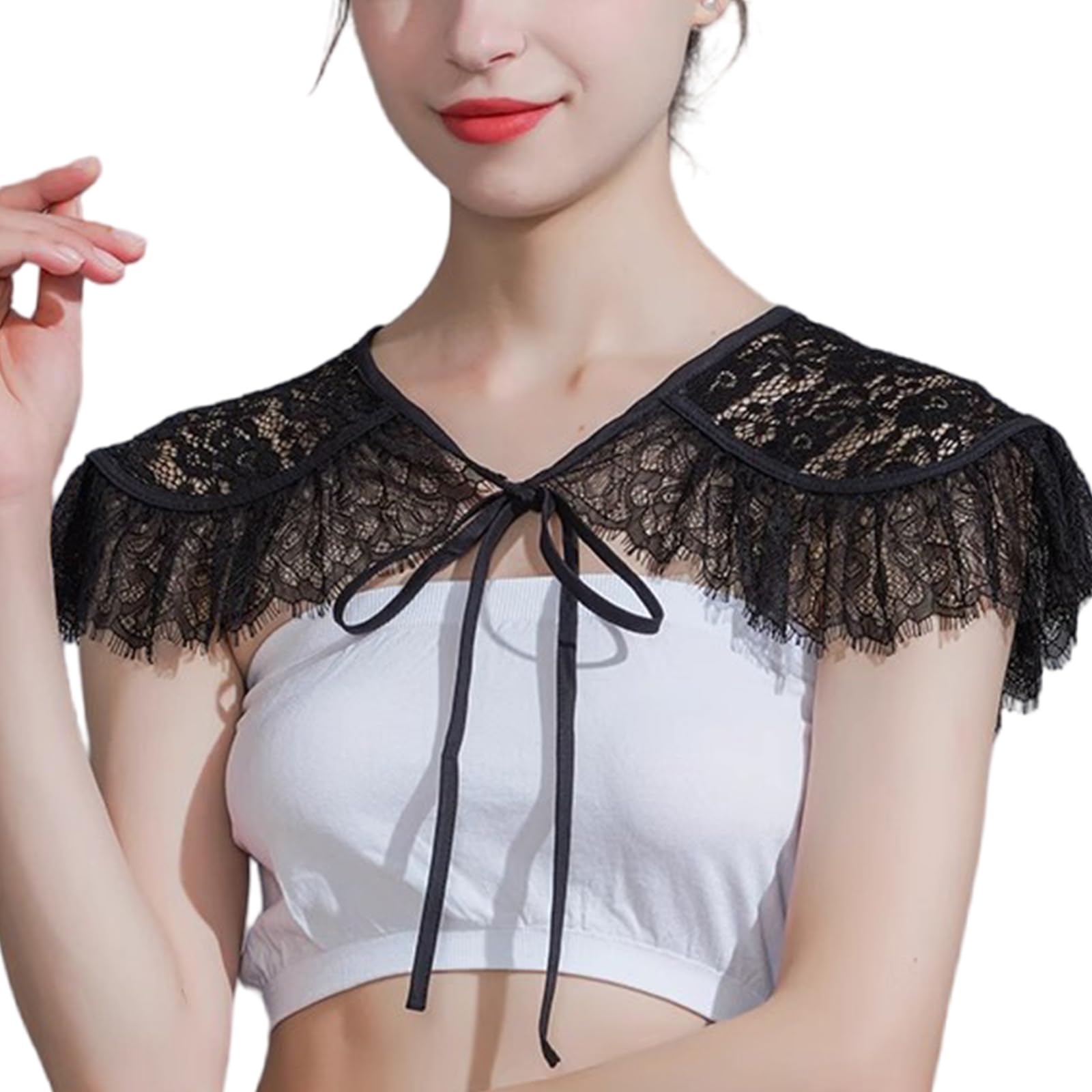 MICFENY Delicate Lace Accent Shoulder Cover Versatile Fashion Scarf For Evening Event Daily Wear
