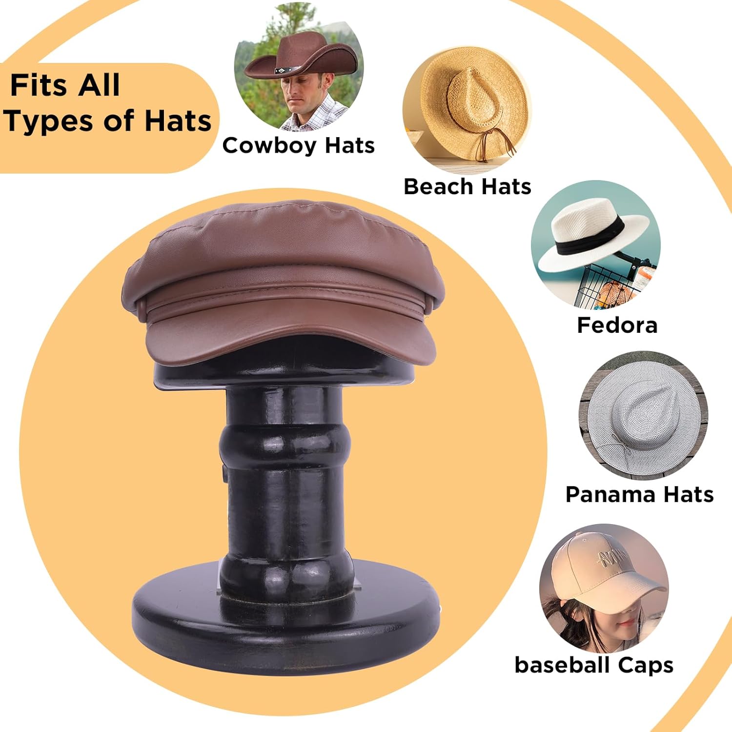 Wooden Hat Stretcher & Hat Block – Adjustable Hat Shaper for Cowboy & Fitted Hats