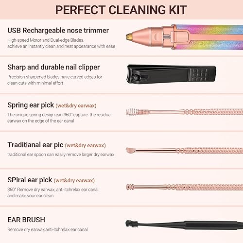 Miniatura 7 de YLYYCC Depilación facial para mujeres, afeitadora eléctrica 2 en 1 y recortadora de cejas, herramienta de eliminación de cera de oídos con caja de