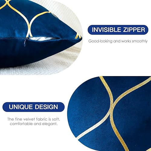 Miniatura 5 de OTOSTAR Juego de 4 fundas de almohada decorativas doradas de 18 x 18 pulgadas, fundas de almohada cuadradas de terciopelo suave, fundas de cojín