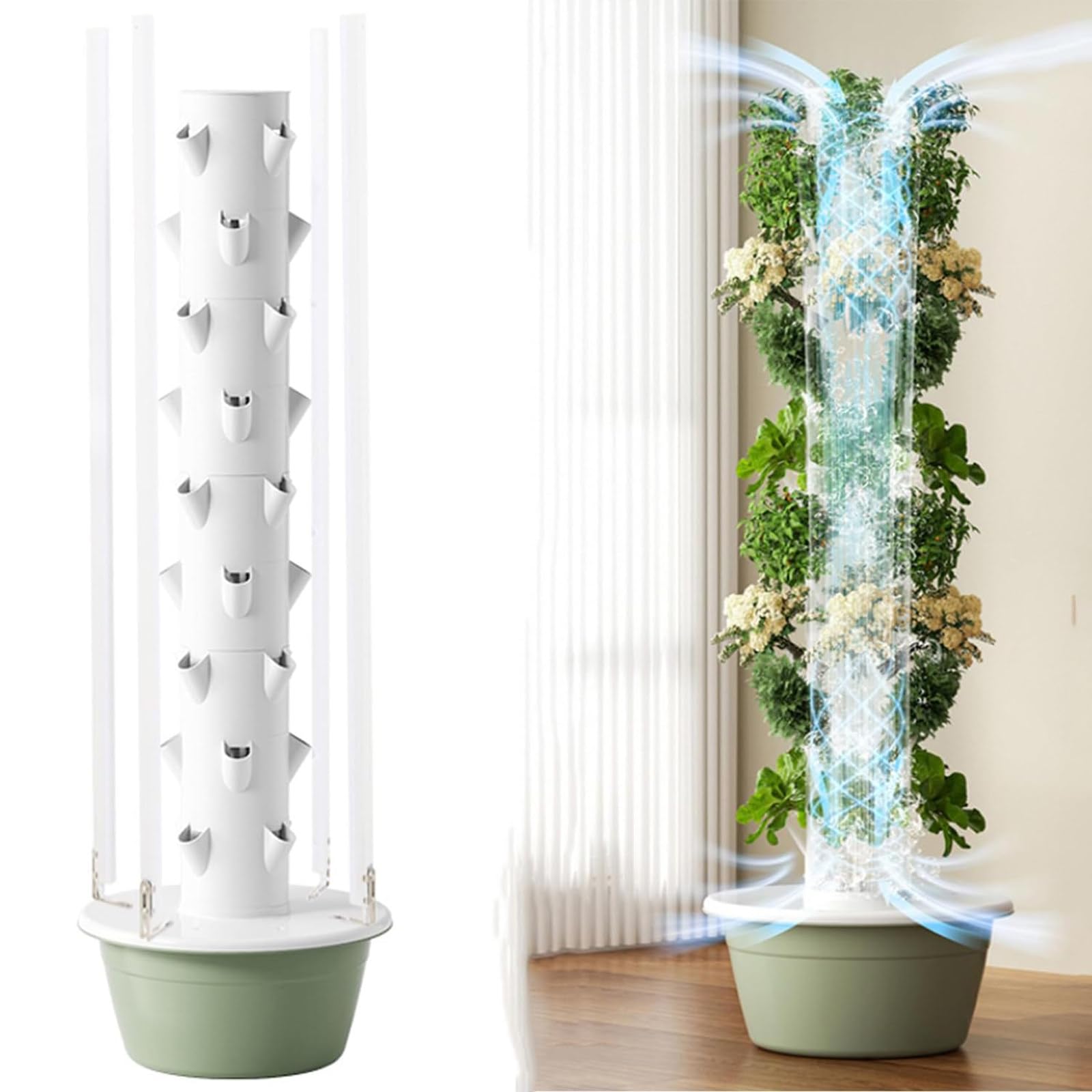 ylpddmm Vertical Hydroponic Grow Tower Aeroponic Tower for Fruits and Vegetables 9Layer-Withlight