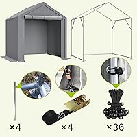 Vista 3 de Tienda de campaña de almacenamiento de 6 x 6 pies con puertas enrollables, cobertizo de refugio portátil al aire libre, carpa de garaje, cochera
