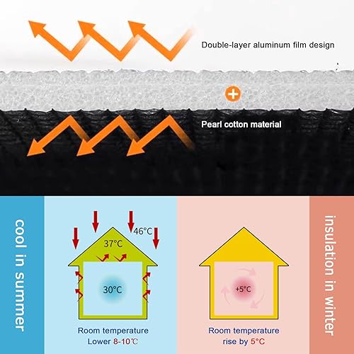 Miniatura 5 de Película de privacidad para ventana, opacidad total, control de calor, anti UV, calcomanías para ventana, no adhesivas, película aislante de