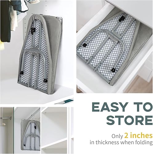 Miniatura 4 de RAINHOL - Tabla de planchar plegable de metal con soporte para planchar, tabla de planchar portátil pequeña con cubierta de algodón resistente al