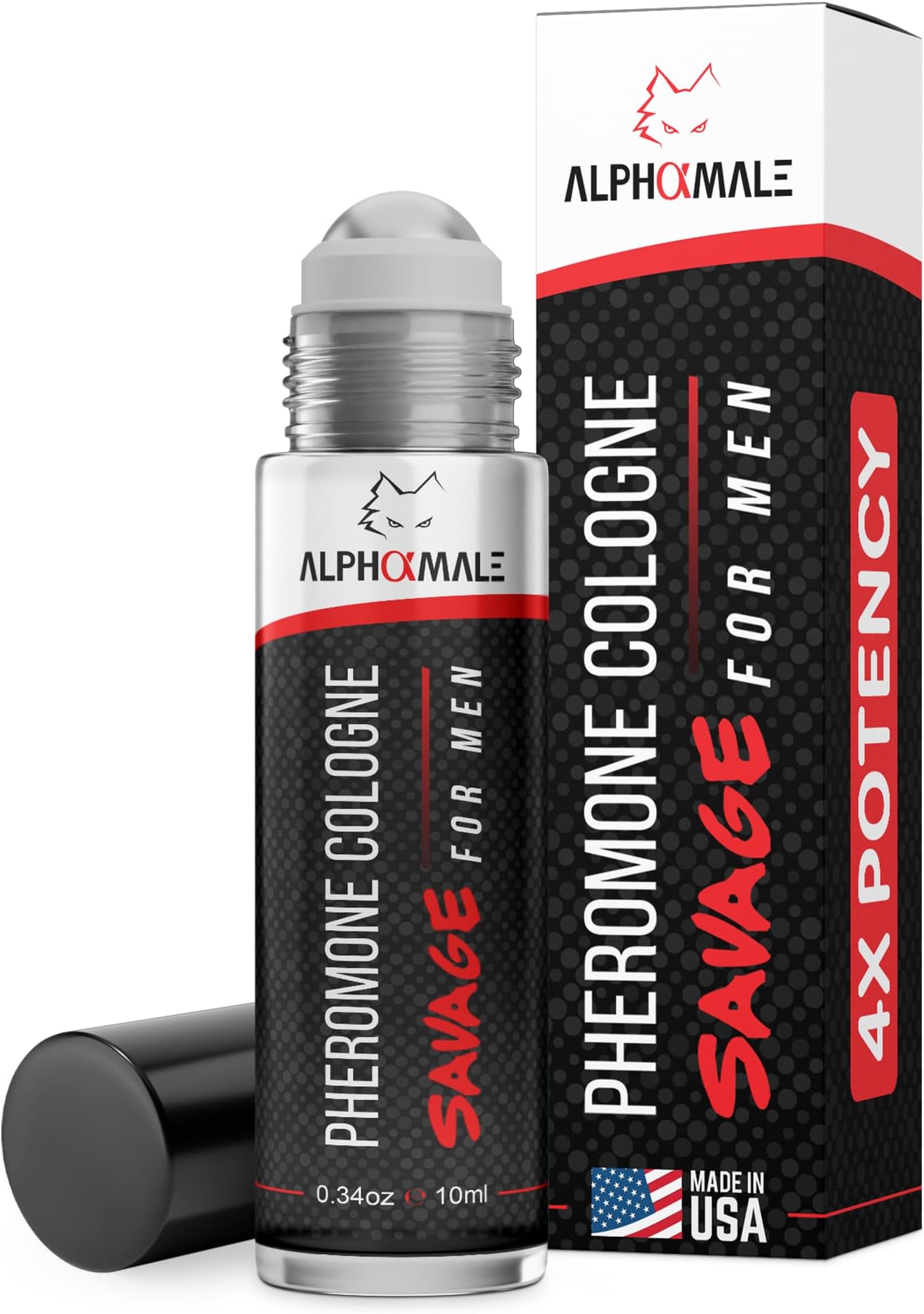 AlphaMale Pheromone Cologne for Men Savage - Subtle, Powerful & Long Lasting Roll On Pheromones Perfumes for Men - Best Men's Pheromone Perfume to Attract Women - 10 ml (0.34 oz)