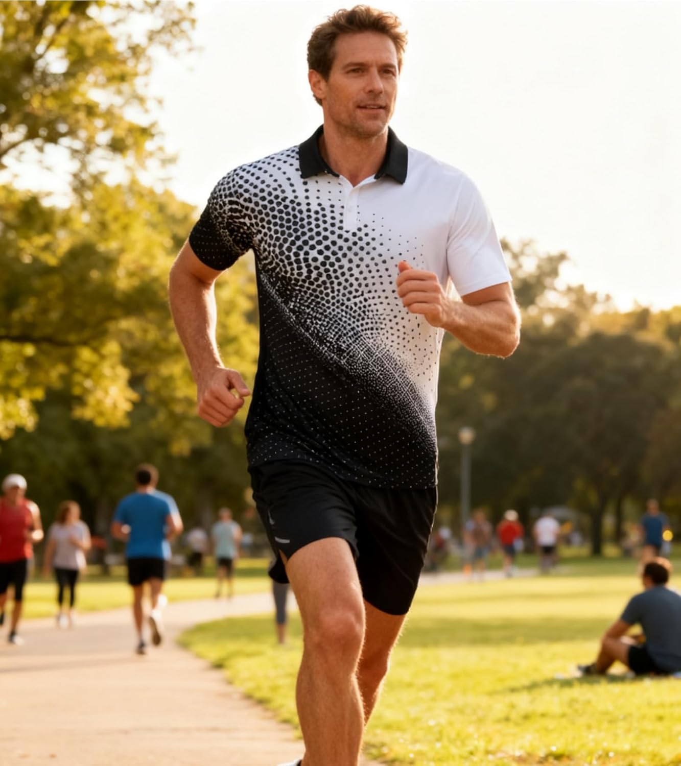 Golf Shirts for Men Short Sleeve Dry Fit Moisture Wicking Performance Print Polo Shirt for Tennis Hiking Camping - Image 3