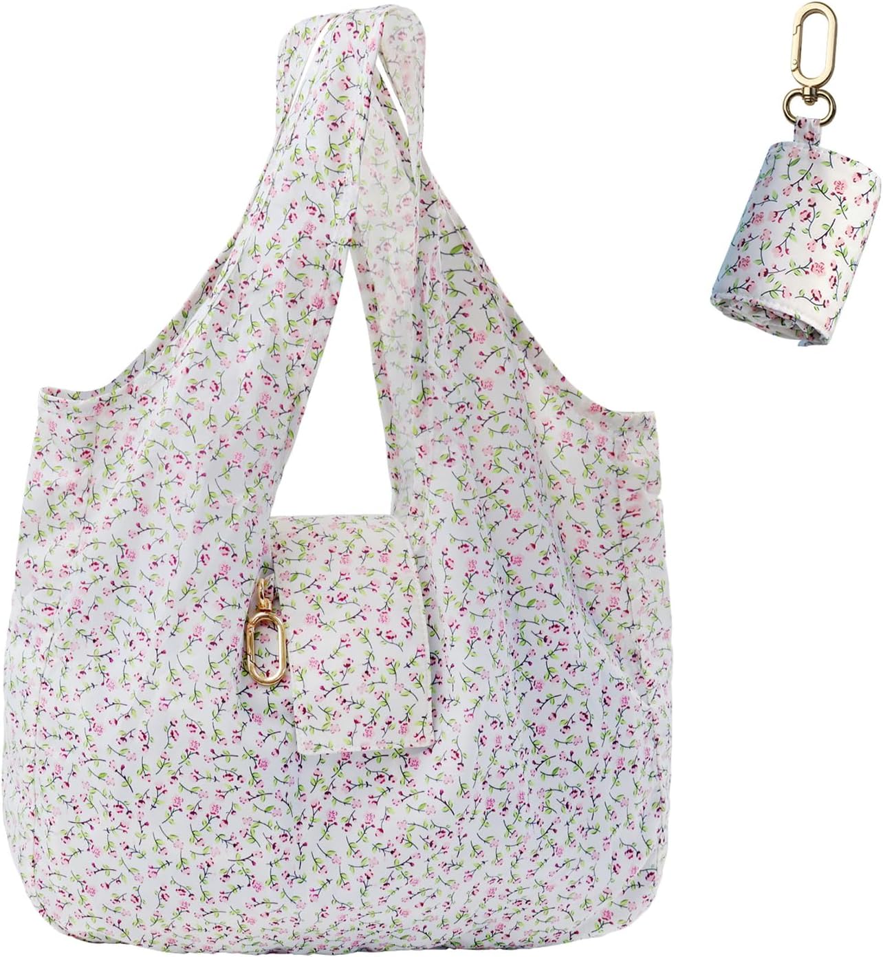 Foldable Keychain Tote Bag for Women,Reusable Mini Travel Grocery Bags