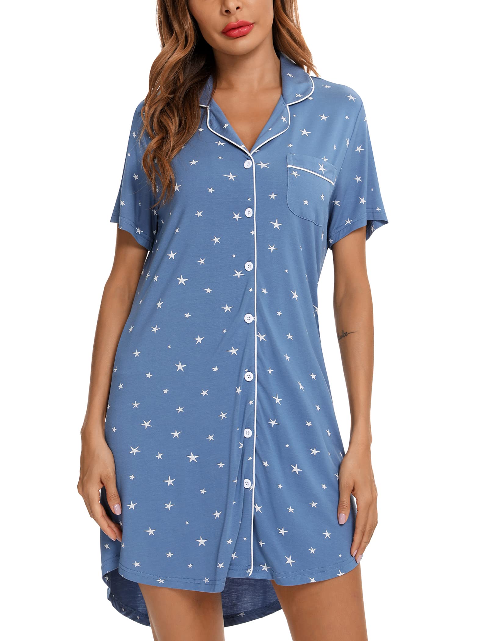Leikar Camicia da notte premaman per donne pigiama a maniche lunghe camicia da notte