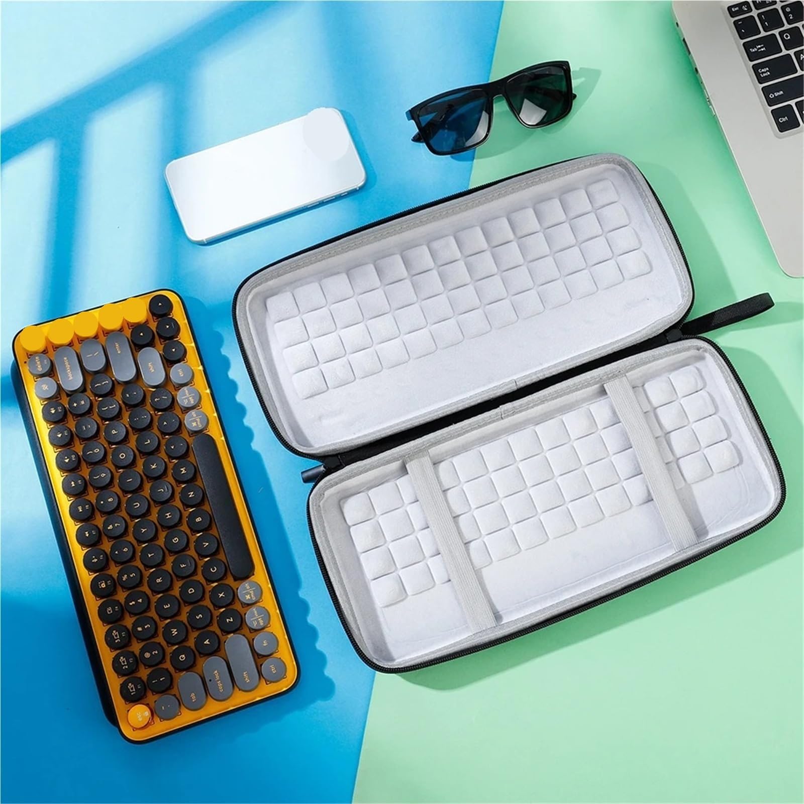 Estuche para Teclado Estuche rígido para Teclado de EVA para Teclado inalámbrico Bolsa de Almacenamiento Protección Impermeable Estuche de Transporte a Prueba de Polvo para Teclado (Negro)