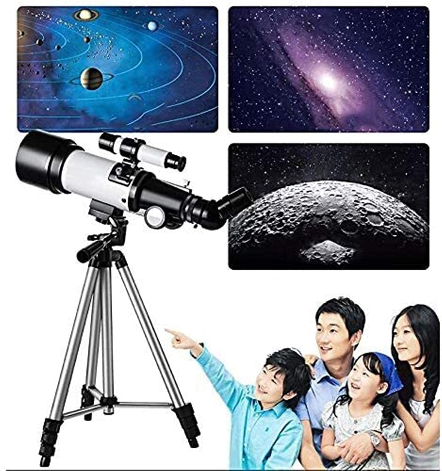 Teleskop dla dzieci, astronomiczny teleskop refraktorowy z regulowanym statywem i plecakiem, idealny dla dzieci, dzieci i młodzieży