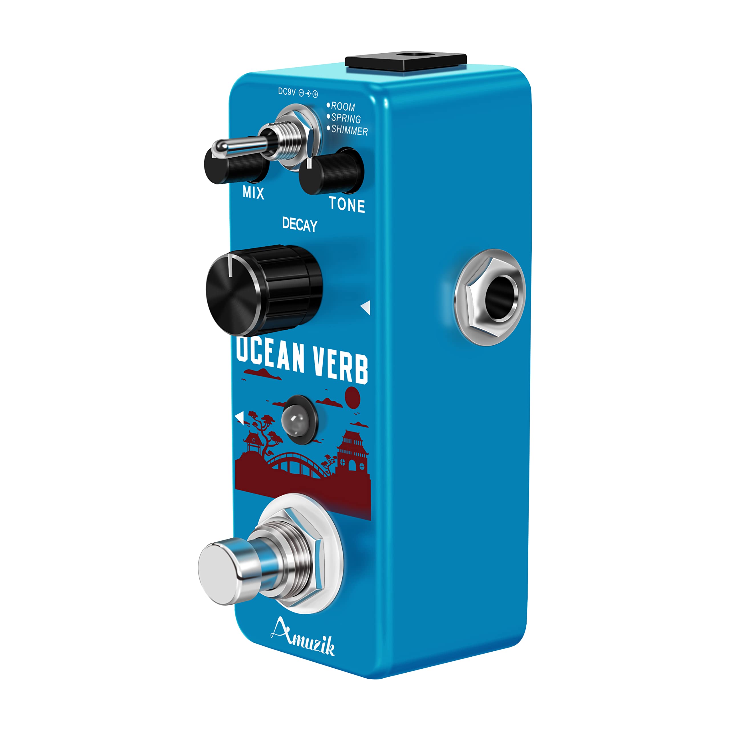 Amuzik, Pedale per riverbero per chitarra elettrica, con riverbero digitale oceano, 3 modalità di riverbero, True bypass