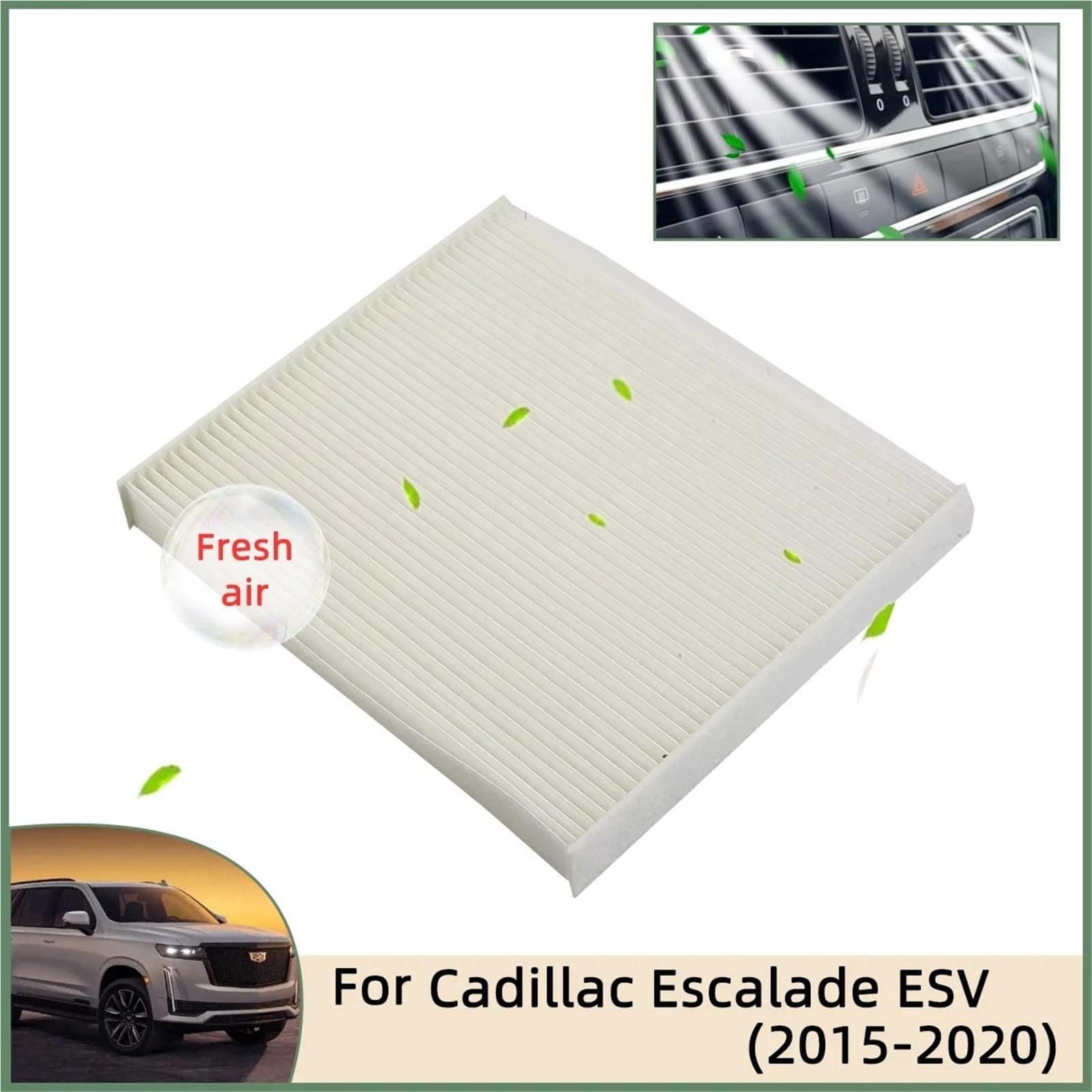 Filtre à charbon actif Filtre à air d'habitacle pour Cadillac Escalade ESV, en fibre de carbone CF11809 PCF11809 PBC38173 4071 WP10129XP VCA-1173(2pcs,Escalade ESV (15-20))