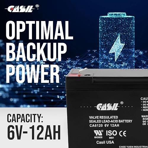 Miniatura 3 de Casil Batería CA6120 6V 12Ah – 12 amperios, batería de ciclo profundo AGM de 6 V, batería SLA F2, reemplazo VRLA, batería de luz de emergencia 6 V