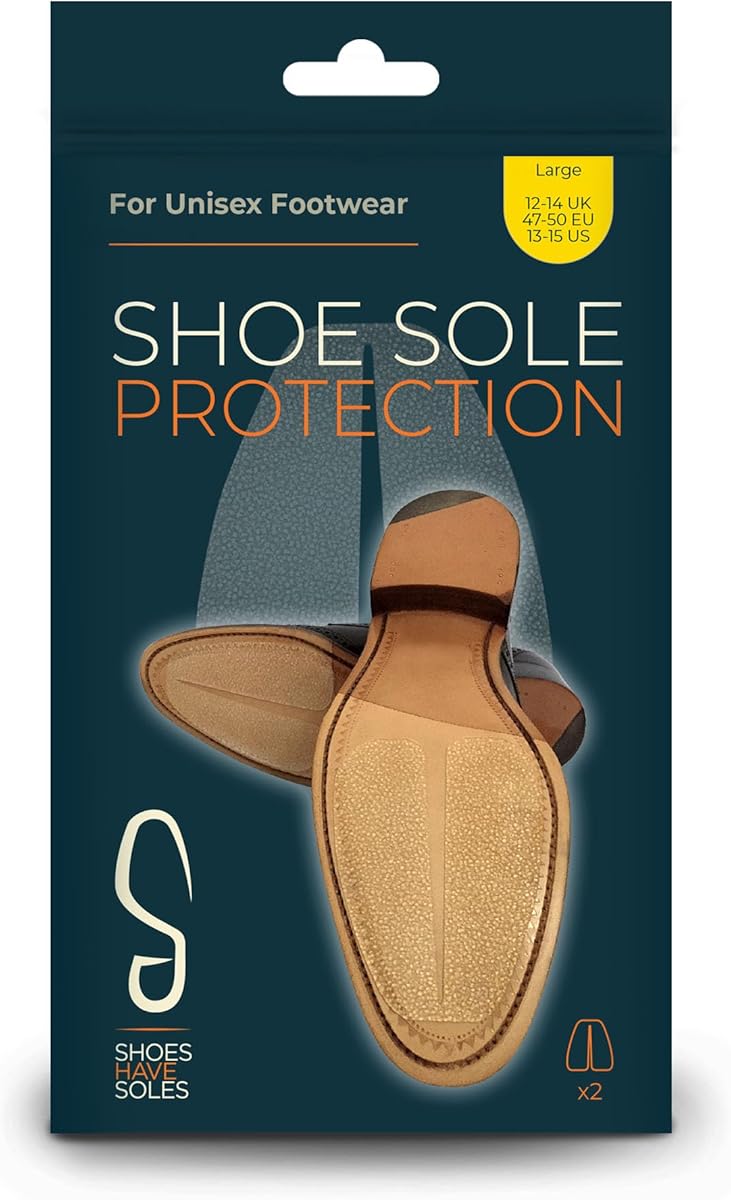 Transparent Sole Protector, Anti Slip Grips to Help Cut Costs Due to Frequent Resoling, Non Slip Pads for Men’s & Women’s Footwear, Large 13-15 (EU 47-50) - Shoe Sole Protection