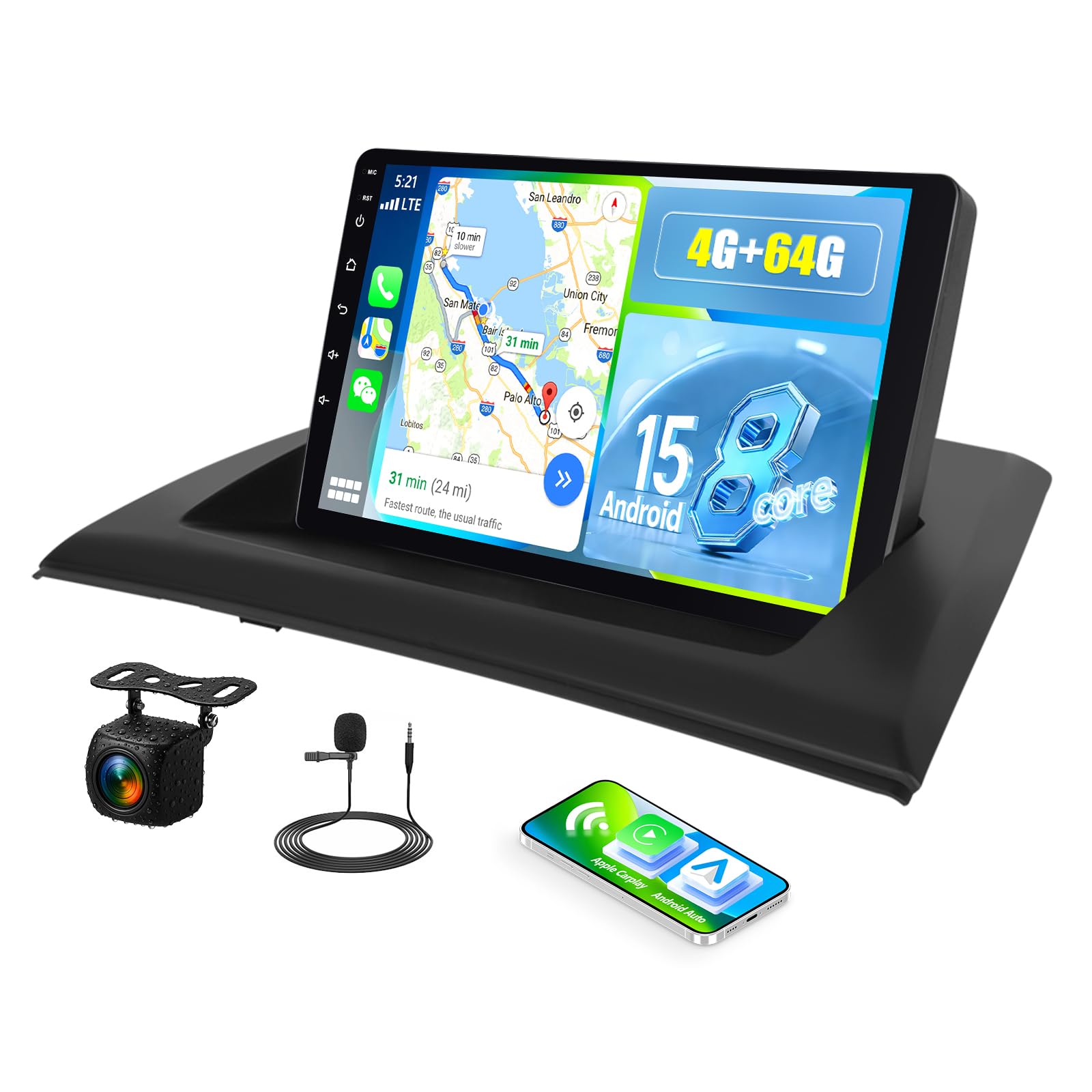SIXWIN 8 Core 4+64G Android 15 Radio de Coche para BMW X3 E83 (2004-2012) Integrado CarPlay Android Auto DSP GPS, 9” IPS 2.5D Touch Screen,1280 * 720,con WiFi BT USB FM RDS Mirror Link