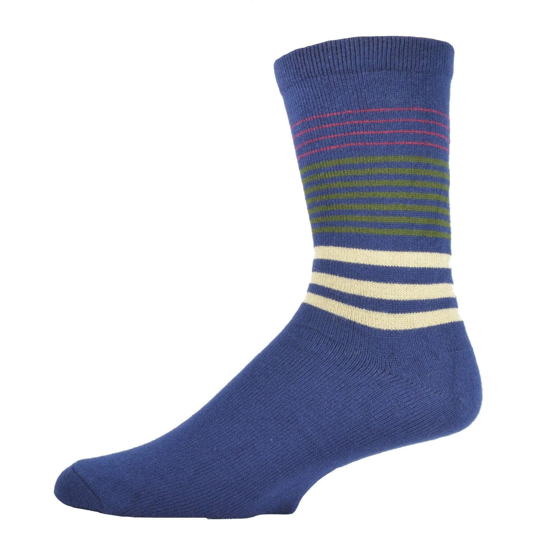 Sierra Socks Women's Multi Color Winter Thermal Striped Acrylic Crew Athletic Socks, Women Socks (Navy)