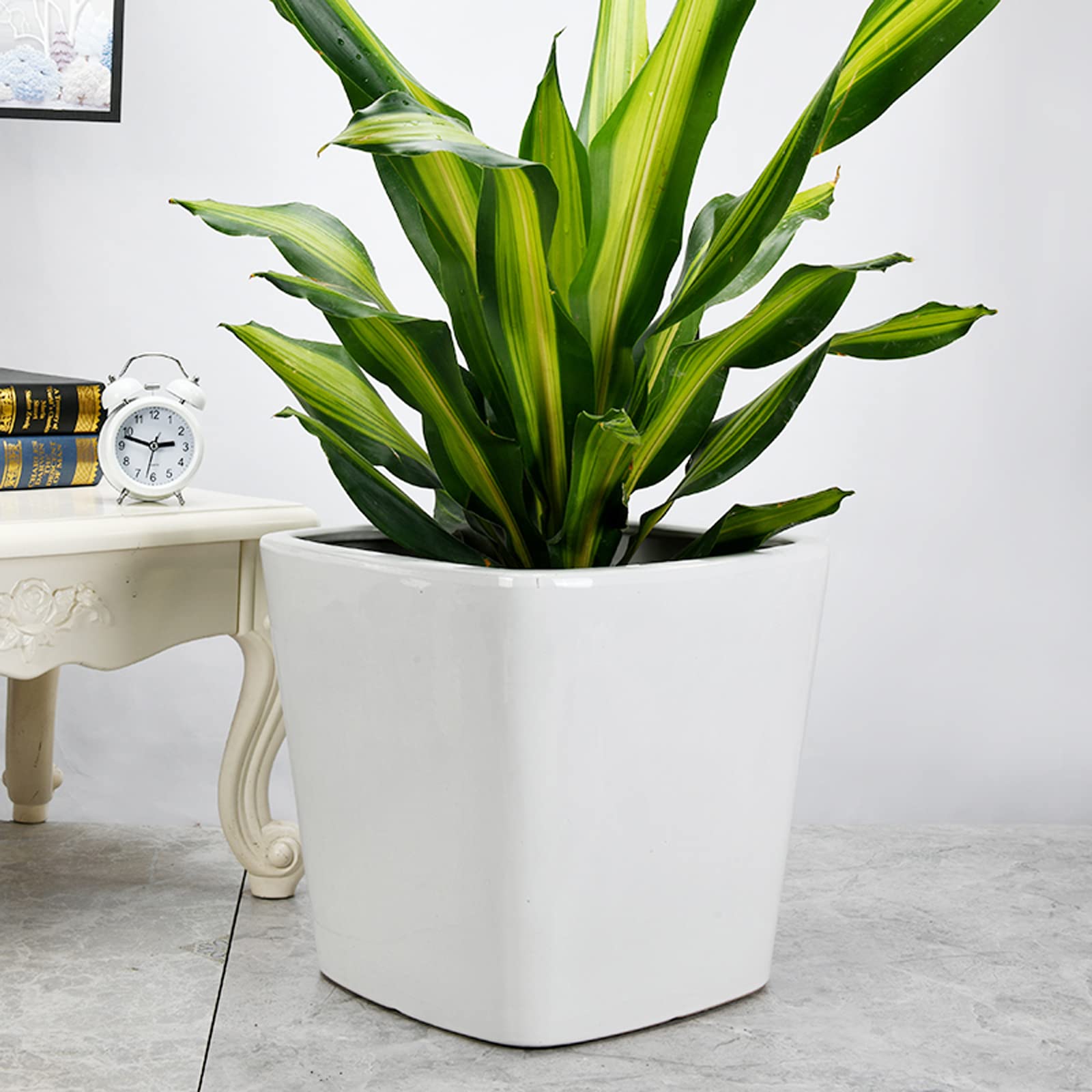 Vasi da Giardino Vasi per Piante in Ceramica Quadrati, vasi per fioriere Decorativi Moderni da 8,6/11/13,9 Pollici con Foro di drenaggio per Interni ed Esterni, Bianco