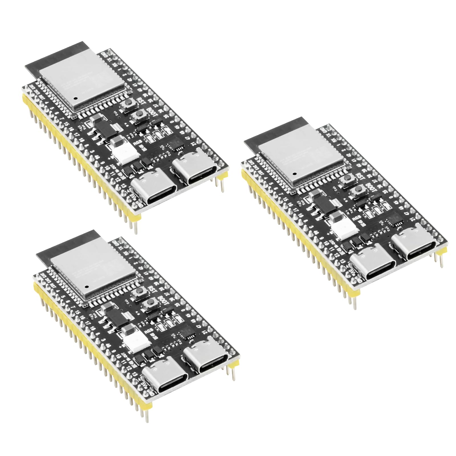 RUIZHI con ESP32 S3 ESP32-S3 DevKitC-1-N16R8 Scheda di sviluppo con Doppia interfaccia Type-C e 2,4-GHz WLAN Bluetooth 5.0 Saldatura Compatibile con Arduino(3 Piezas)