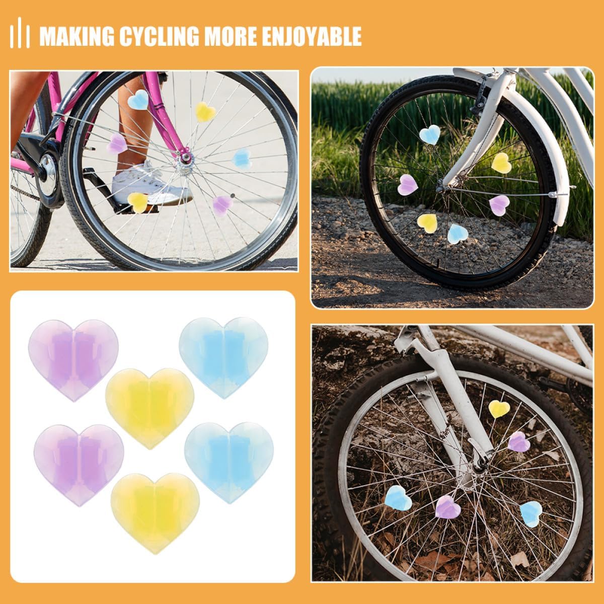 MAGICLULU 50pcs Bike Spoke Decorations Heart-Shaped Spoke Beads Wheel Clips Bicycle Ornament Cycling Accessories for ’s Bike Wheels