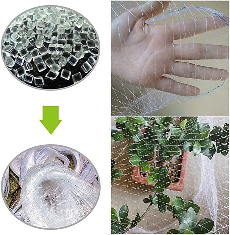 Red de pájaros de alta calidad para jardín y árboles frutales, valla de malla antipájaros para plantas, duradera y translúcida (2,5 cm, 7 m x 10 m), protege tu jardín de los pájaros