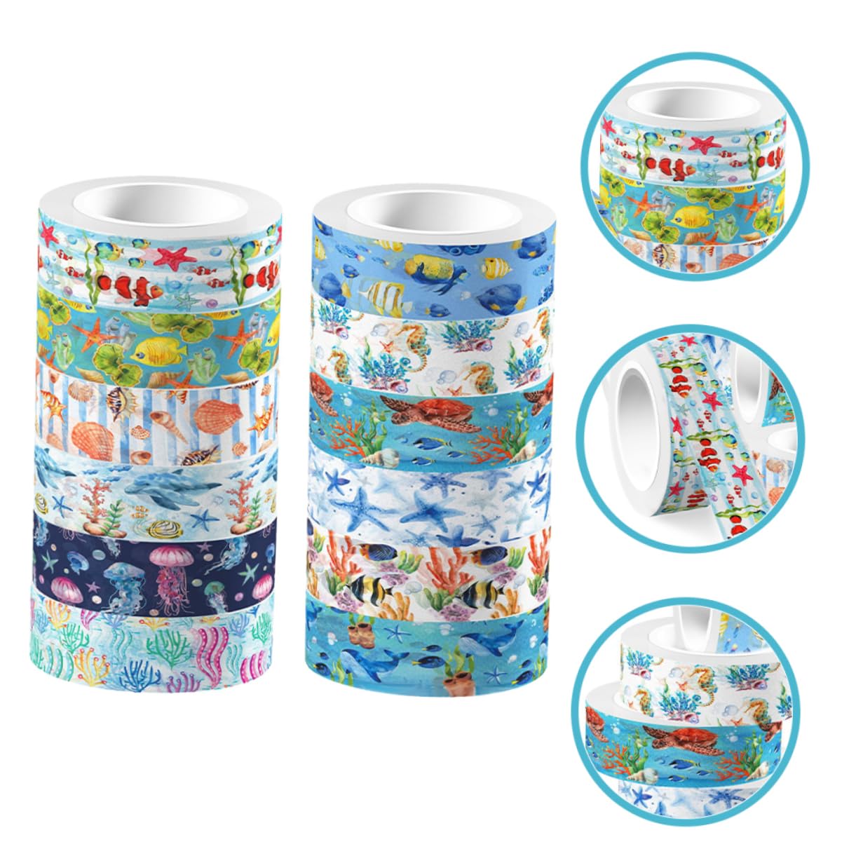 NUOBESTY 5 Pegatinas Washi Tape De Animales Marinos Para Proyectos Creativos Decoración De Diarios