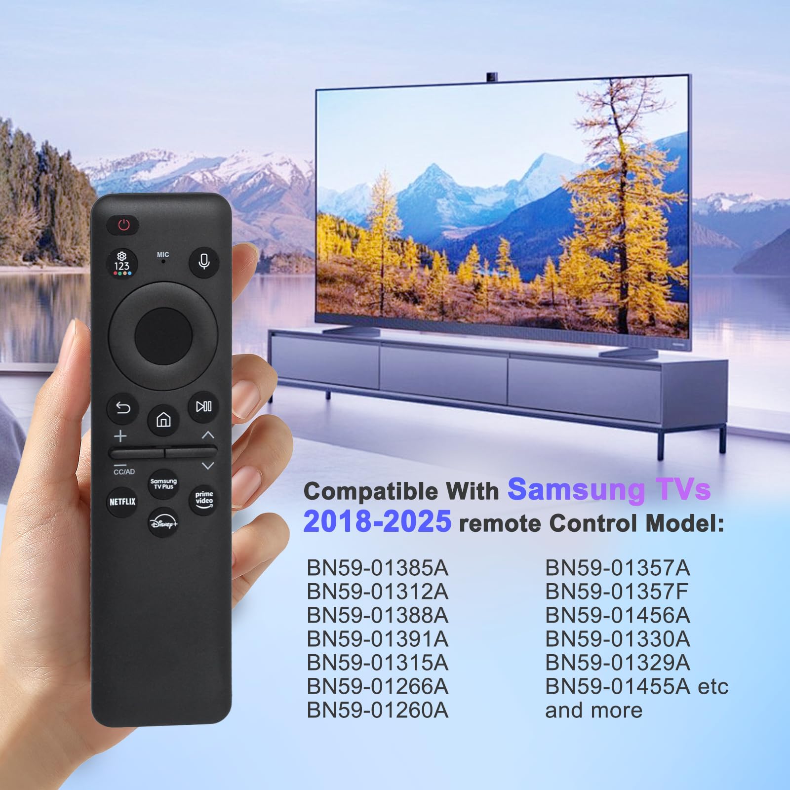BN59-01432A - Telecomando di ricambio per Smart TV Samsung, con Bluetooth e ricarica di tipo C, per Samsung NEO QLED, Crystal UHD, OLED 4K TV, nero
