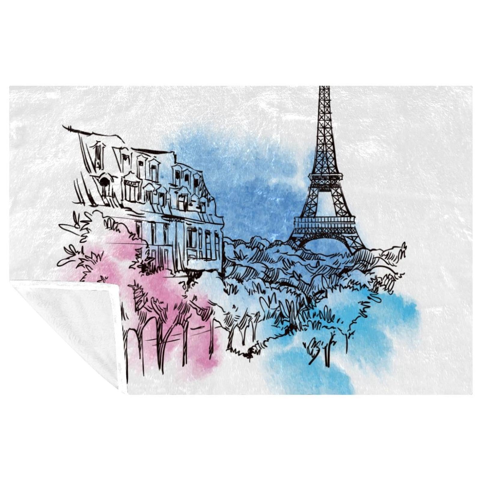 Couverture pour lit et canapé anti-froid Tour Eiffel, plaid doux contre la fraîcheur