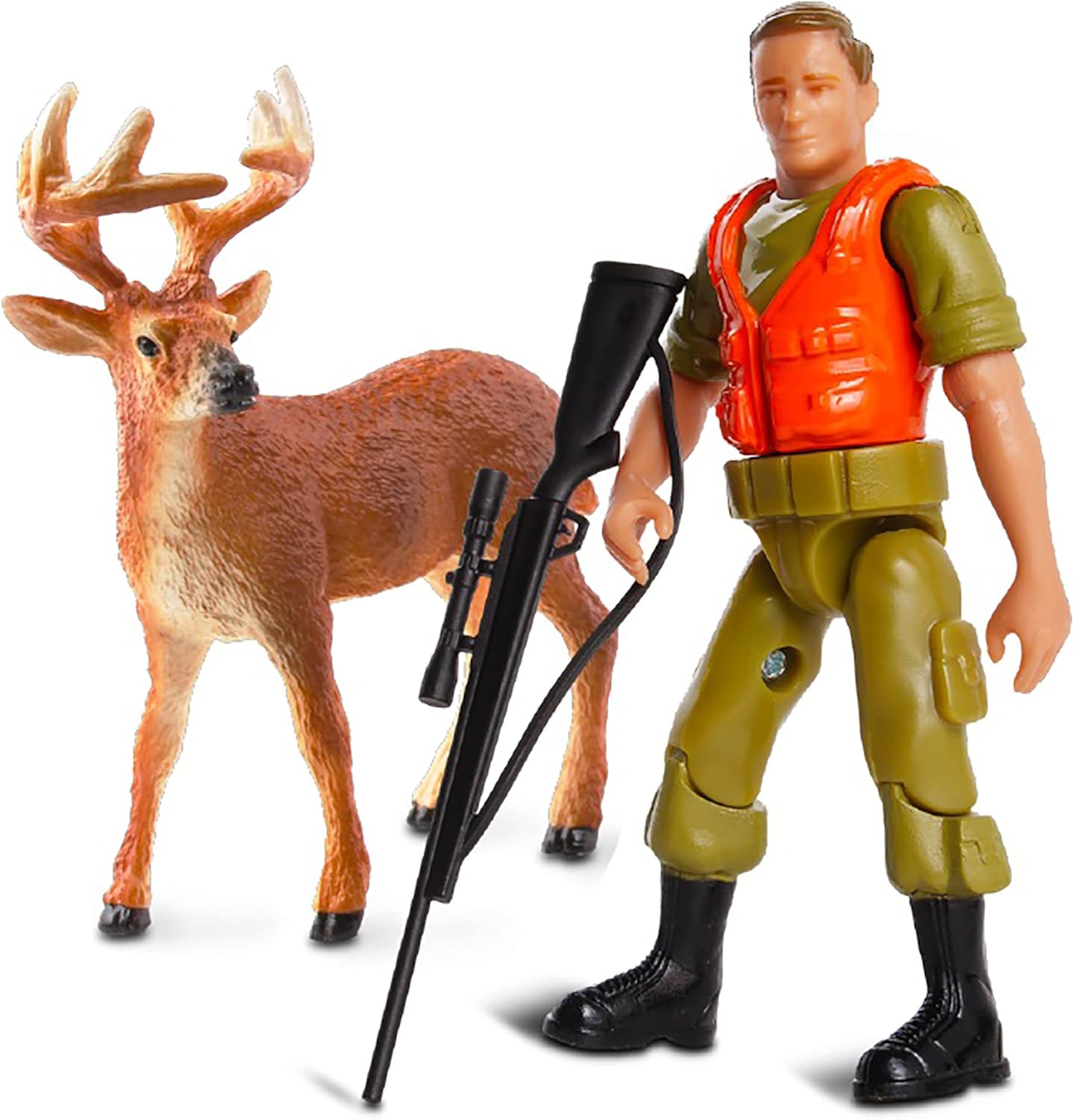 NKOK Realtree 1:18 Scale: Buck Hunting Playset - 4 Piece Friction Powered Lights & Sounds Truck Playset, Realtree Edge Camouflage, Buck Hunting #21721, Officially Licensed, for Kids Ages 3+