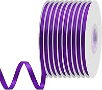 Vista 174 de Cinta de satén rosa polvoriento de doble cara, 3/8 pulgadas x 50 yardas, cintas de poliéster rosa polvoriento para envolver regalos, cinta de tela