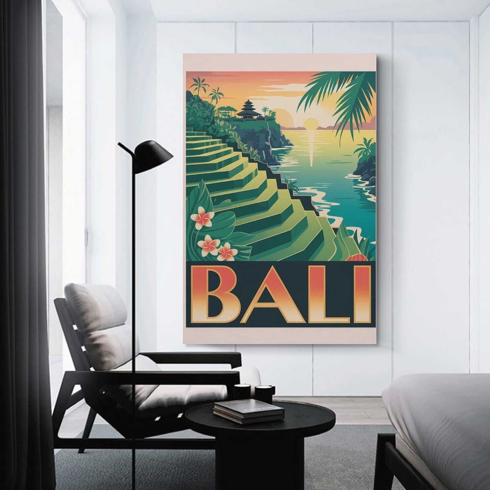 Junmoney Bali Travel Canvas Wall Decor 20x30inch(50x75cm), for Corridors, Hallways Or Apartment Entries, A Stylish Accent for Home Entrances