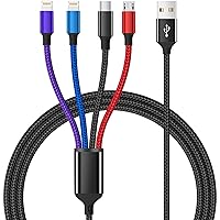 Vista 15 de Travel Essentials - Cable de carga múltiple [2 unidades de 5 pies], accesorios de automóvil, cables de carga 4 en 1, cable USB, cargador de teléfono
