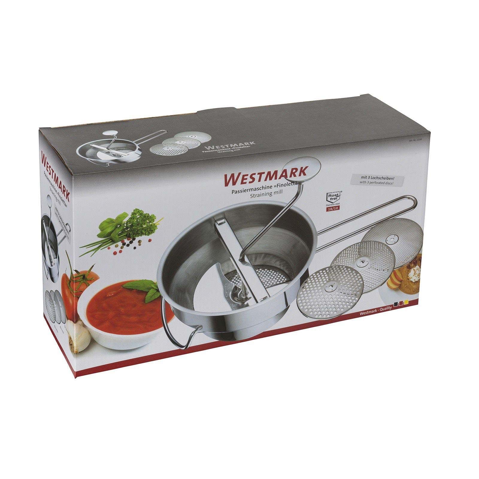 Westmark Pasapurés con 3 discos perforados, Acero inoxidable, Finoletta, plata, 11952260