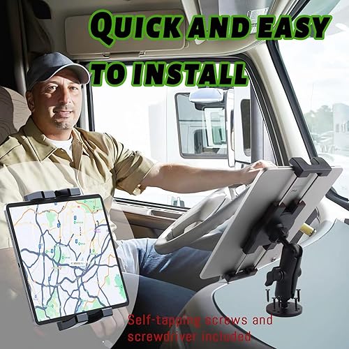 Miniatura 6 de Soporte de metal para tableta, para camión, automóvil, vehículo, base de taladro industrial resistente, soporte para iPad, para tablero, pared,