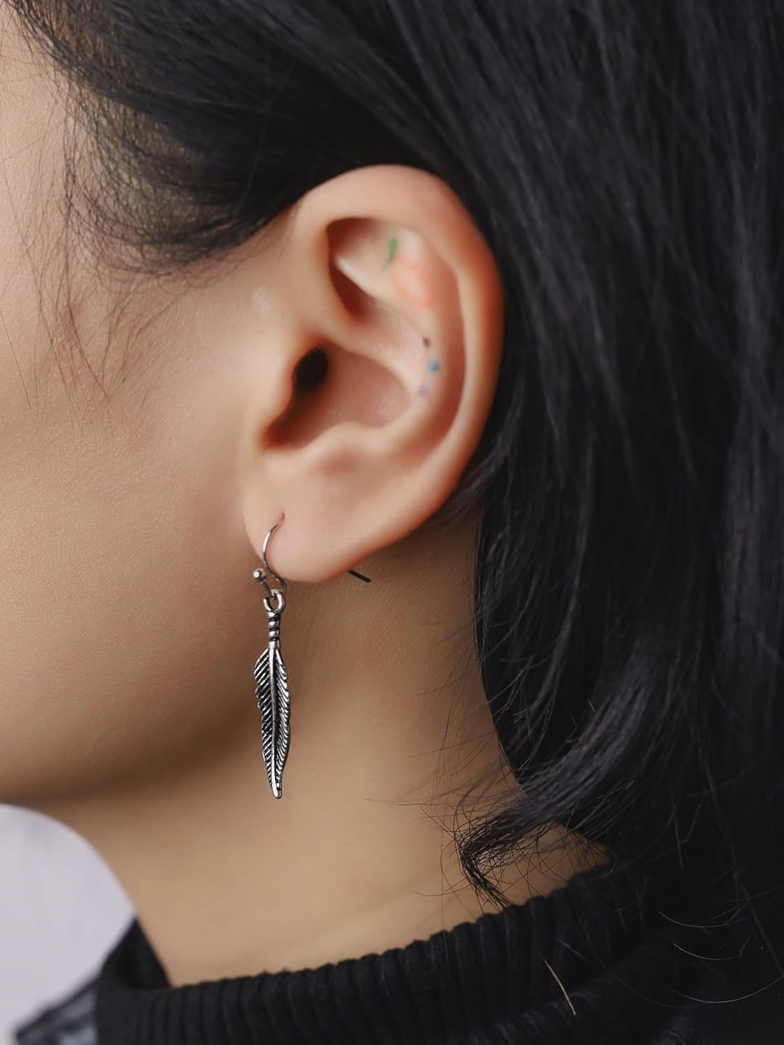 HAQUIL Vintage Antique Feather Dangle Drop Earrings, Native American Tribal Jewelry Gift for Women - Image 6