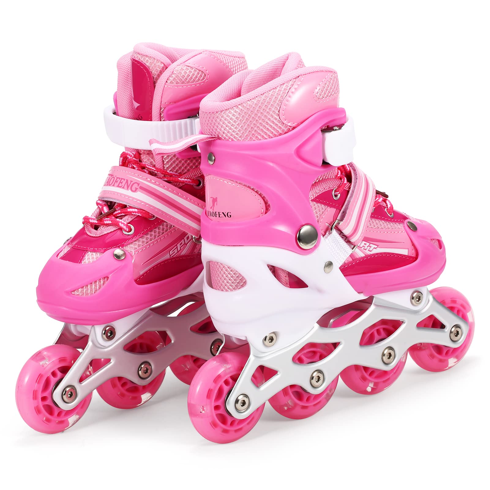 Pattini in Pattini a Rotelle a Rotelle Ruote Luminose Regolabili Cuscinetti ABEC-7 Fodera in Rete Traspirante Borsa da Trasporto con Freno per Bambini e Adulti