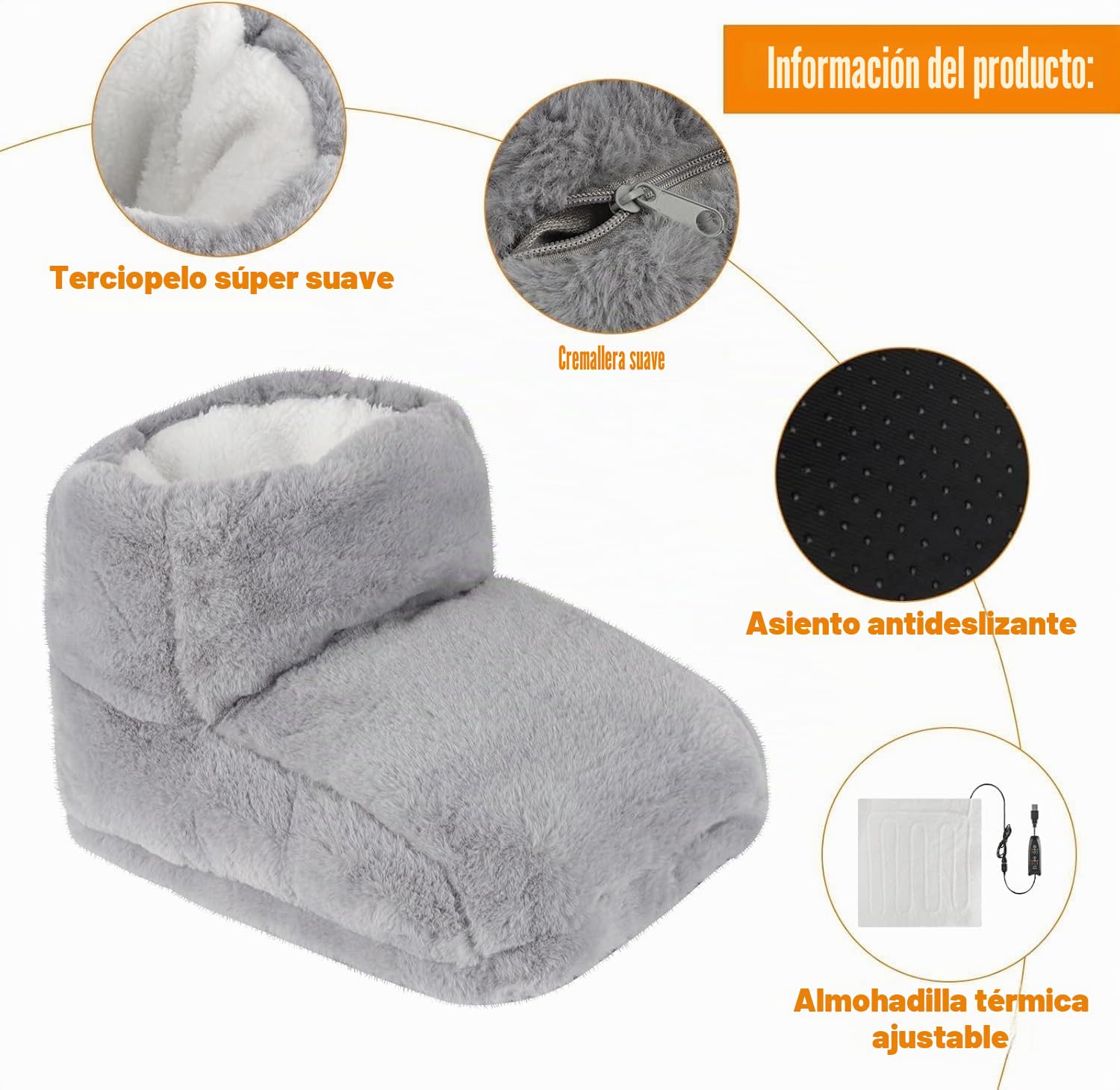 Calentador de pies eléctrico, calentador de pies con 3 niveles de temperatura, calefacción eléctrica para pies, apagado automático y protección contra sobrecalentamiento, forro interior
