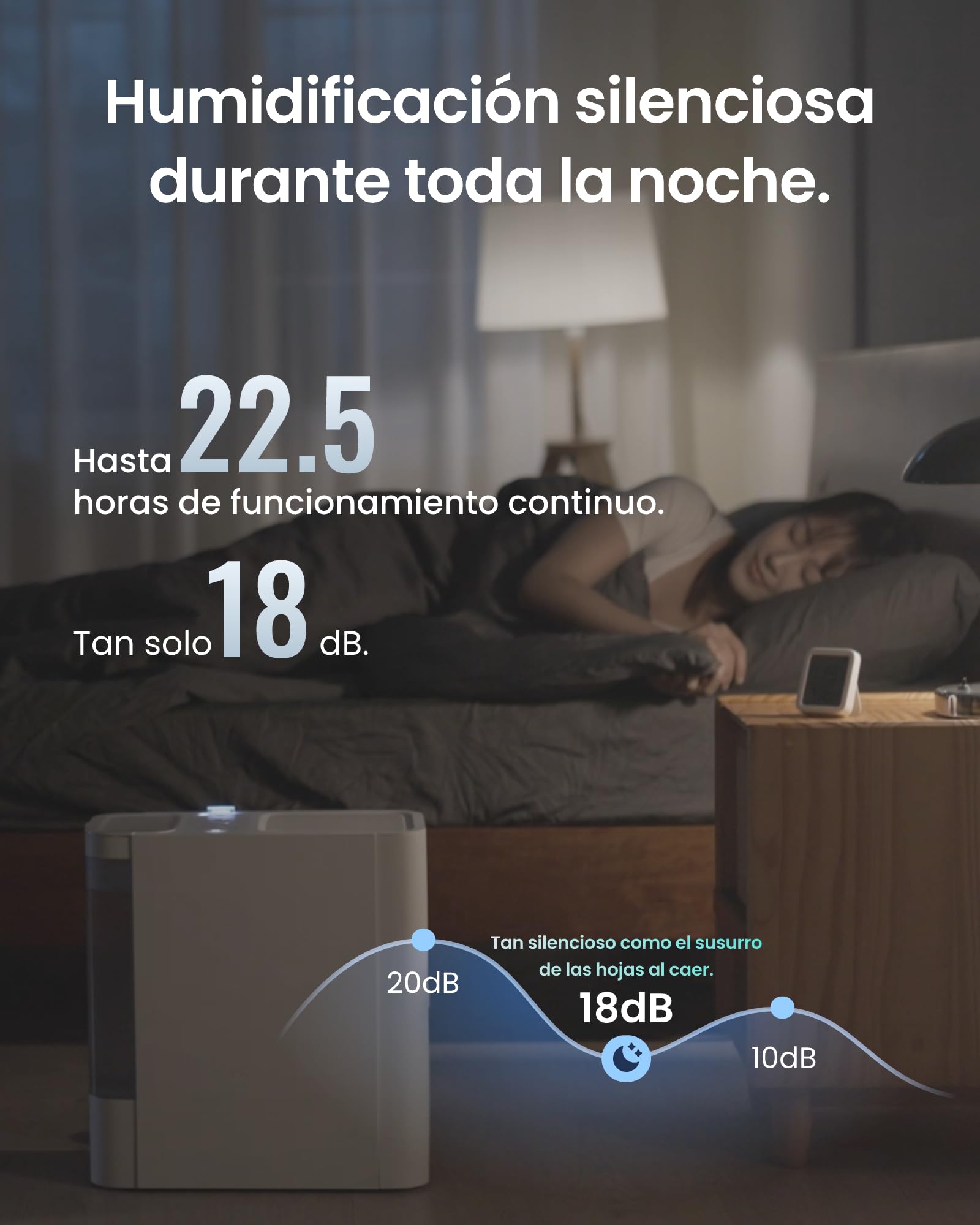 SwitchBot Humidificador Evaporativo, 750 ml/h, 4,5 l para habitaciones grandes, sin niebla, llenado por arriba, filtro lavable, silencioso para bebés, Alexa, Google Home, HomeKit y Matter