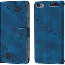 LEMAXELERS Case for iPod Touch 5, iPod Touch 7 Wallet Phone Case with [Credit Card Holder] Indentation Texture PU Flip Leather Phone Case for iPod Touch 5 / Touch 6 Blue YBY