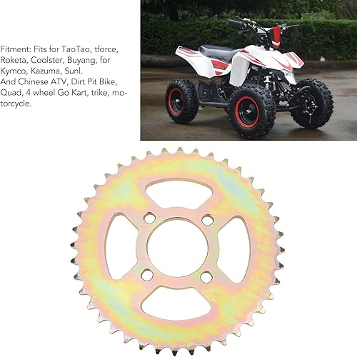 Miniatura 5 de Piñón de cadena para ATV, 40 dientes de acero al carbono delantero y trasero, 4 agujeros, 2.283 in de diámetro dentado para 530 cadenas ATV Quad