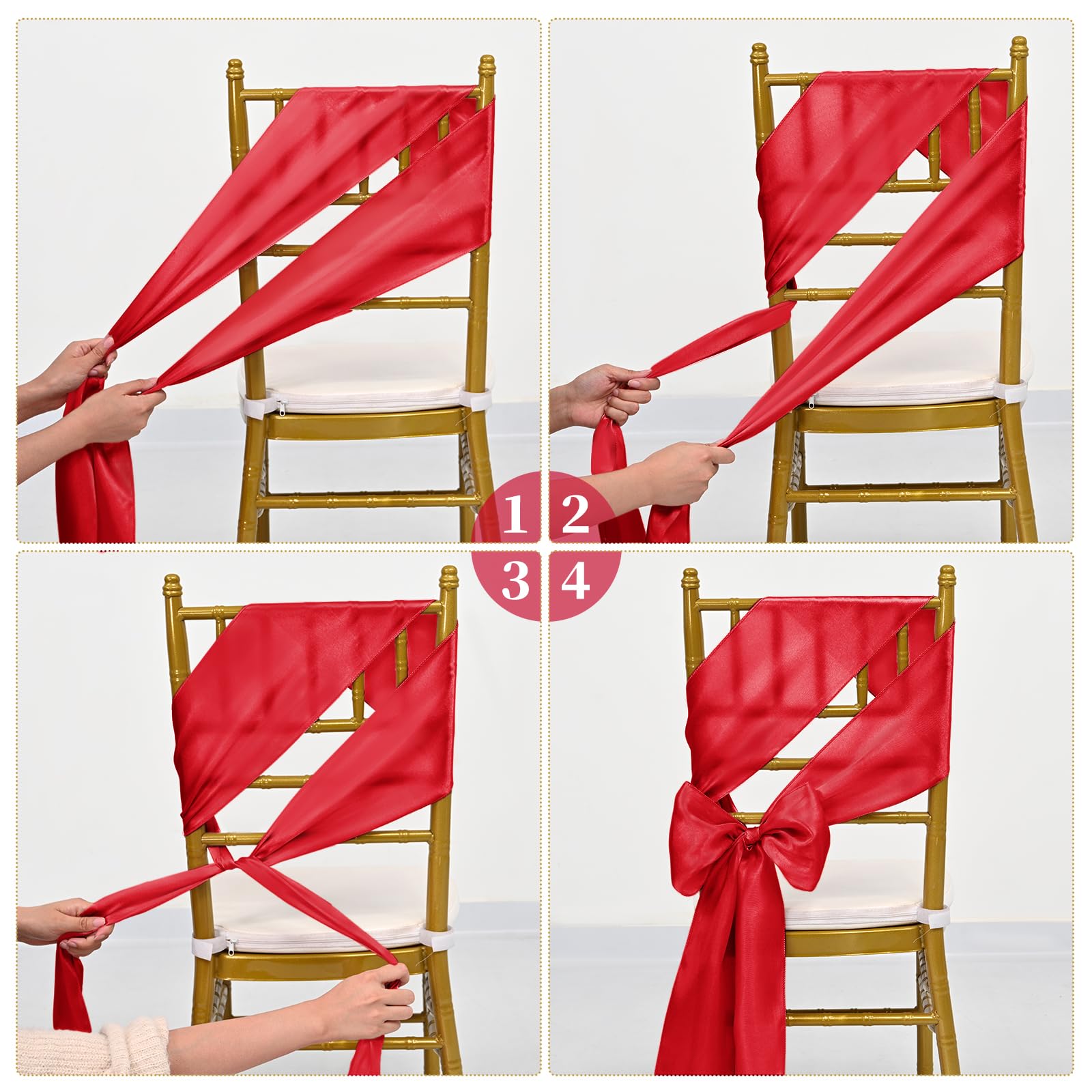 écharpe Chaise Réception 50 Pièces Teruntrue Lot De 50 Écharpes De Chaise En Satin Rouge Avec Nœud - Décoration Mariage Et Événements écharpe Chaise Réception 50 Pièces Teruntrue Lot De 50 Écharpes De Chaise En Satin Rouge Avec Nœud - Décoration Mariage Et Événements