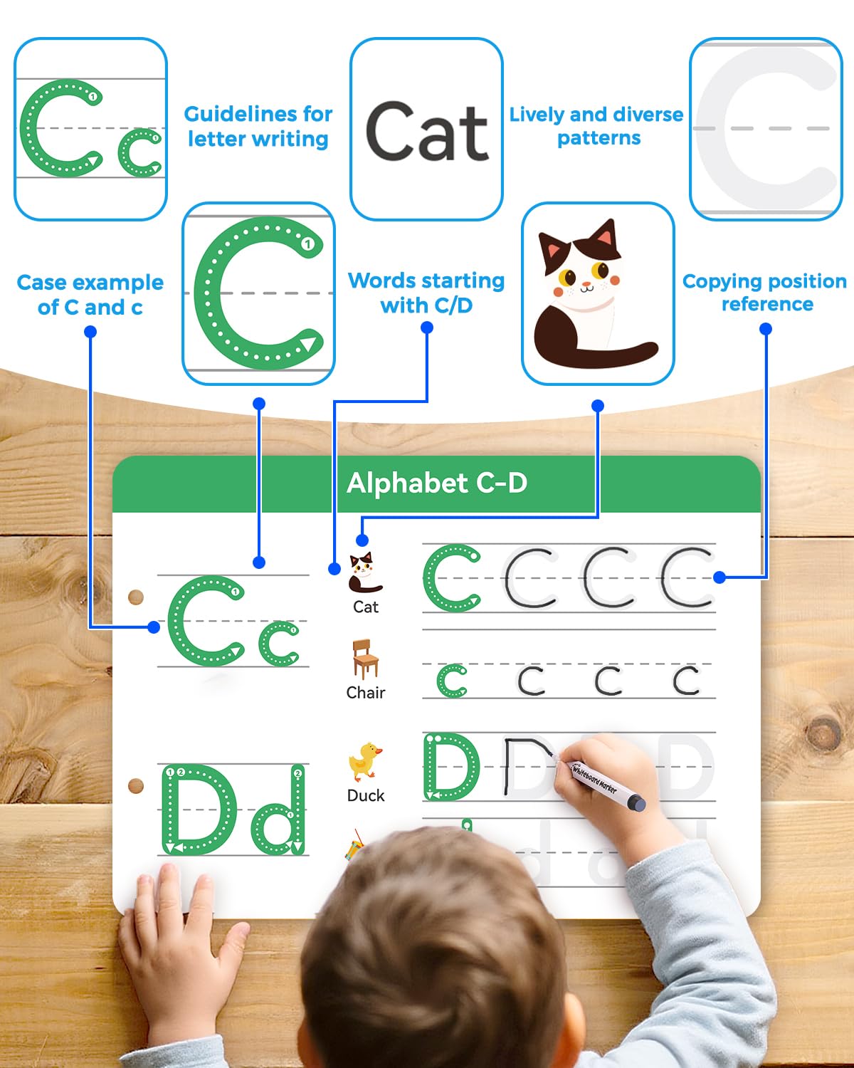 Activités d'apprentissage préscolaire, 54 pages réutilisables, livres de traçage pour enfants de 3 à 5 ans, livre d'activités pour tout-petits, cahiers d'exercices d'écriture pour la maternelle, jouet